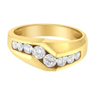House of Brilliance 14KT Yellow Gold Mens Round Cut Diamond Ring