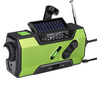 OEM Radio Meteorol&oacute;gica De Emergencia Port&aacute;til Con Manivela, Carga Solar, Linterna Led, Radio Am/fm, Alerta Sos, 2000 Mah