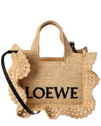 Loewe Font Small Raffia Tote