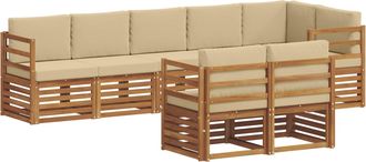 vidaXL Conjunto De Sof&aacute;s De Exterior 8 Uds. Natural Y Beige Poli&eacute;ster Vidaxl
