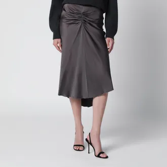 Victoria Beckham Gonna midi Bela in raso cr&ecirc;pe grigio minerale