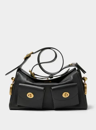 Coach Womens Turnlock large multipocket leather crossbody bag