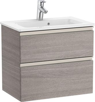 Roca Roca - Pack Unik Mueble Base Compacto De 2 Cajones + Lavabo The Gap Color: Roble City Texturizado - Medidas: 605x380x537 Mm