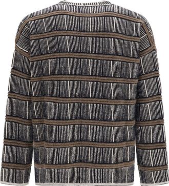 Giorgio Armani Mens Oversized Ribbed Sweater Silk And Virgin Wool Blend Fant.navy