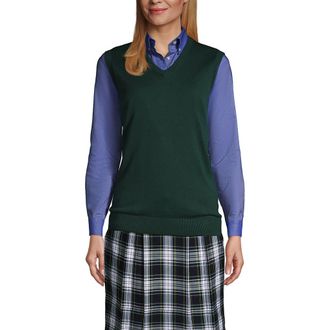Lands End School Uniform Cotton Modal Fine Gauge Sweater Vest in Evergreen at Nordstrom, Size X-Large