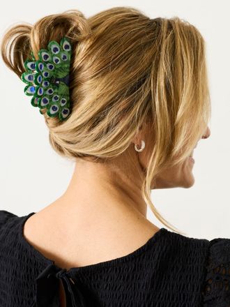 Fat Face FatFace Green Peacock Claw Clip