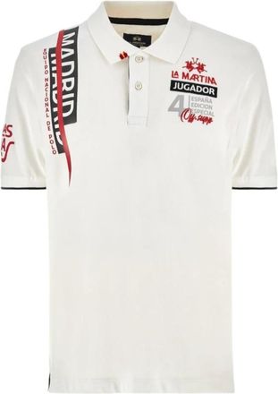 La Martina Tops, Heren, Wit, M, Witte Polo Shirt Map 606Pk