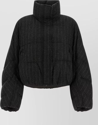 Brunello Cucinelli cashmere blend pinstriped cropped quilted down jacket