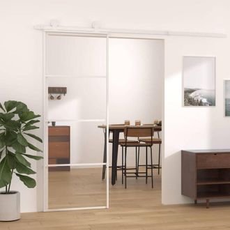 vidaXL Vidaxl - Puerta Corredera Esg Vidrio Y Aluminio 76x205 Cm Blanco