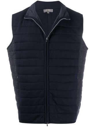 N.Peal zip front padded gilet - men - Organic Cashmere - M - Blue