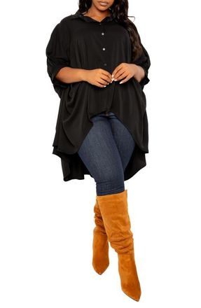 Buxom Couture Flowy High-Low Shirt in Black at Nordstrom, Size 1 X