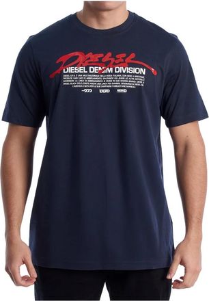 Diesel Denim Division T-Shirt - Heren - T-shirts - Blauw - M - Denim - Tops