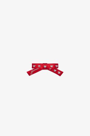 Ganni Red Eyelet Bow Barrette