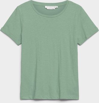 Contemporaine Womens Cuffed-sleeve organic cotton T-shirt
