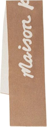 Maison Kitsun&eacute; Accessoires, Dames, Bruin, ONE Size, Wol, Handwriting Sjaal