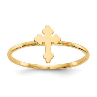 Diamond2Deal 14k Yellow Gold Polished Cross Ring