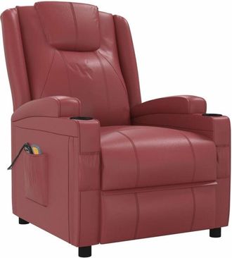 vidaXL Sill&oacute;n Reclinando Masajes El&eacute;ctricos. Arte De Cuero. Rojo Rojo - 229494