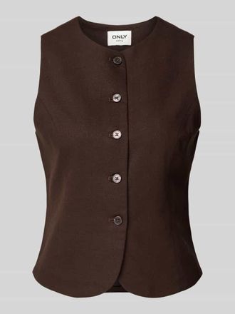 Only Slim Fit Weste aus Viskose-Leinen-Mix Modell GOA in Schoko, Gr&ouml;&szlig;e 34