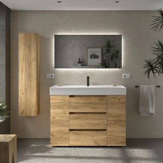 Cygnus Bath Mueble De Ba&ntilde;o Bequia Plus 3c 120cm Roble Lavabo Veneto Porcelana