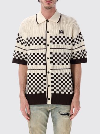 Amiri Cardigan a polo in maglia di lana a scacchi