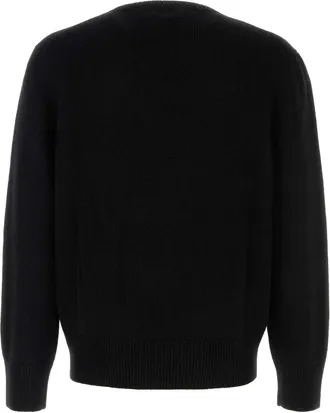 Burberry Mens Logo-Embroidered Wool-Cashmere Blend Sweater Black