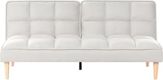 Beliani Sof&aacute; cama 3 plazas Tela Blanco crema