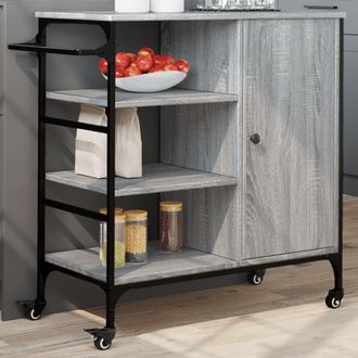 vidaXL Carrito De Cocina De Madera Gris Sonoma 87,5x38,5x84,5 Cm Vidaxl