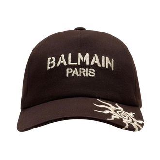 Balmain Caps, female, Brown, Size: ONE SIZE Paris Cap with Sun Embroidery
