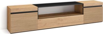 Skraut Home Skraut Home - Mueble Tv, Televisi&oacute;n, Muebles De Sal&oacute;n, Almacenaje, 200x45x35cm, Para Tv Hasta 80, Con Almacenamiento, Estilo Moderno, Roble