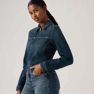 Levi's Y2K Stretch Fitted Trucker Jacket - Womens - XS - Blue
