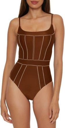 BECCA by Rebecca Virtue Color Sheen One-Piece Swimsuit in Dark Coco at Nordstrom Rack, Size Small