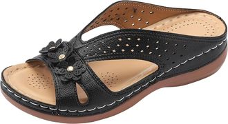 Generic Womens Orthopaedic Slippers with Footbed - Open Orthopaedic Shoes Wedge Heel Beach Sandals Vintage Non-Slip Shower Slippers Outdoor Mules Slip On Slid