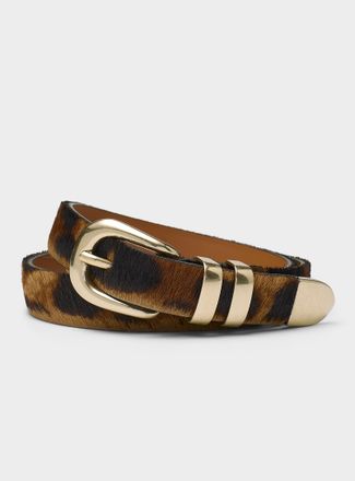Maison Boinet Womens Leopard print fur belt