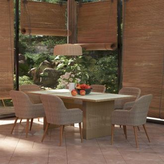 vidaXL Juego De Comedor Para Jard&iacute;n 7 Piezas Rat&aacute;n Sint&eacute;tico Marr&oacute;n Vidaxl