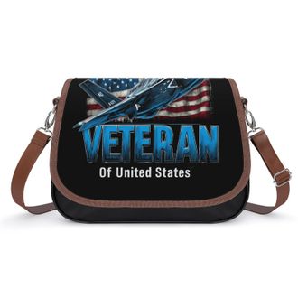 Generic Veteran Of U.S. Flag Womens Crossbody Bag Fashion Shoulder Handbags Message Tote Bag with Adjustable Strap