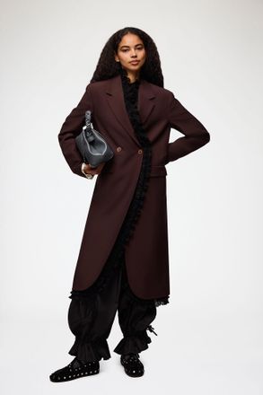 Ganni Brown Long Blazer in Wool - Size 36 Viscose