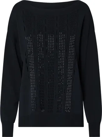 Liu Jo Black Openwork Front Knit Boat Neck Sweater