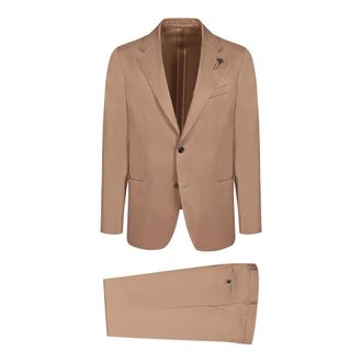 Lardini Single Breasted Suits, male, Beige, Size: XL Single Breasted Suit