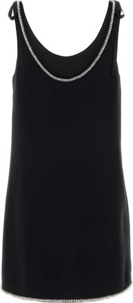 Prada Womens Sable Mini Dress Black Acetate Viscose
