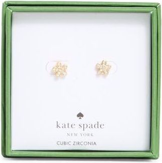 Kate Spade New York pav&egrave; flower mini stud earrings in Clear /Gold at Nordstrom Rack
