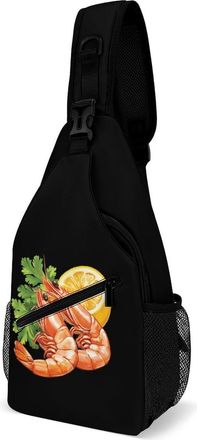 Generic Shrimp Lemon Mens Crossbody Chest Sling Bag for Travel Hiking Lightweight Shoulder Bags with Small Side