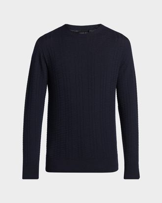 Giorgio Armani Men & apos;s Geometric Textured Virgin Wool Sweater