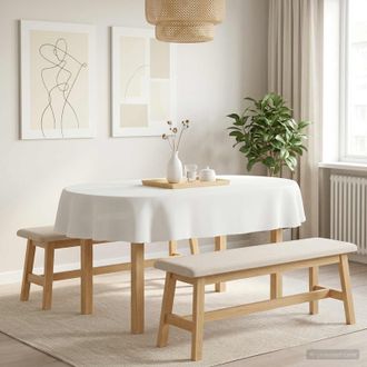 vidaXL Vidaxl Tovaglia Da Tavolo 5 Pz Bianco 160 X 220 Cm Poliestere Ovale