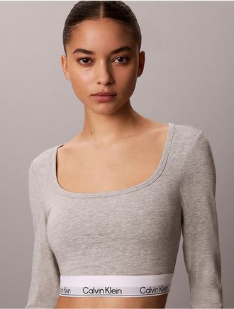 Calvin Klein Womens Icon Cotton Modal Lightly Lined T-Shirt Bralette - Grey - XL
