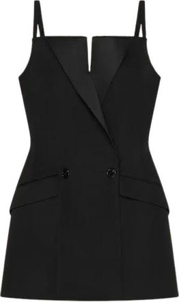 Givenchy Kleedjes, Dames, Zwart, S, Wol, Mini getailleerde jurk van wol