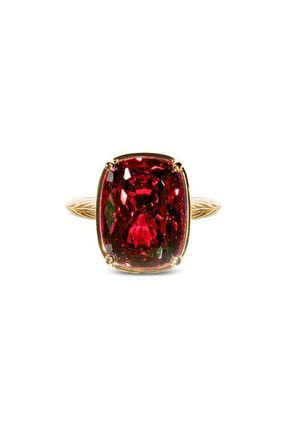 Sterling Forever Elongated Cushion-Cut Cubic Zirconia Cocktail Ring in Gold/Garnet at Nordstrom, Size 10