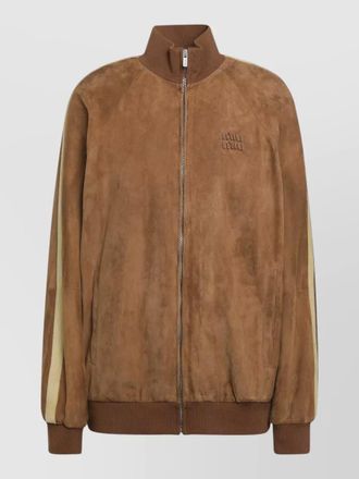 Miu Miu high collar jacket long sleeves ribbed trims