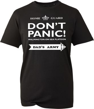 Generic Dont Panic Dads Army Graphic Tee - Humorous Home Guard Theme for TV Comedy Enthusiasts (Black, 2XL)
