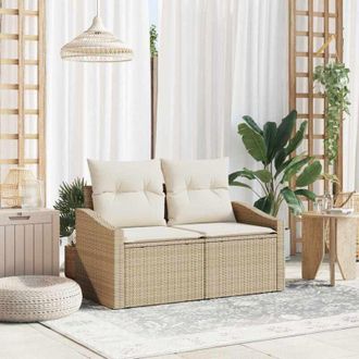 vidaXL Sof&aacute; De Jard&iacute;n Con Coj&iacute;n Beige 123 X 62 X 69cm Rat&aacute;n Sint&eacute;tico Vidaxl