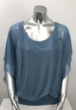 M Made in Italy Womens Darla Scoop Neck Top In Slate Blue